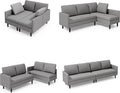 Gizoon Convertible Sectional Sofa Convertible to L-Shaped Sofa Linear and Sofa Bed with Comfortable and Soft Fabric Four Pillows for Living Room Apartment and Office Light Gray