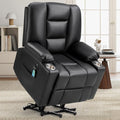 CANMOV Leather Power Lift Recliner Chair for Elderly Lift Chair Single Sofa with Massage and HeatingElectric Lift Recliner with Cup Holders USB Port for Living RoomBlack