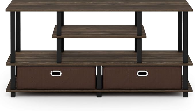 Furinno JAYA Large Stand for up to 50-Inch TV Columbia Walnut/Black/Dark Brown