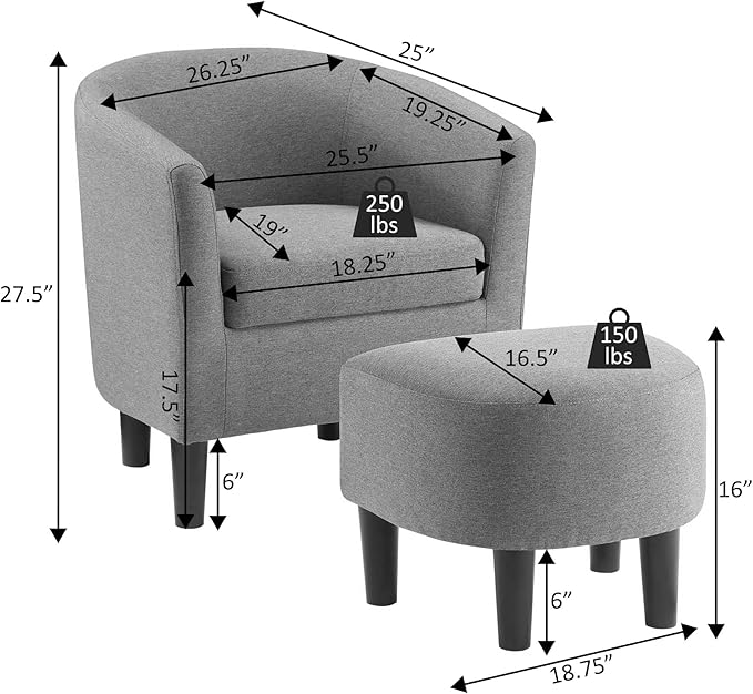 Convenience Concepts Take a Seat Churchill Accent Chair with Ottoman Tan Fabric