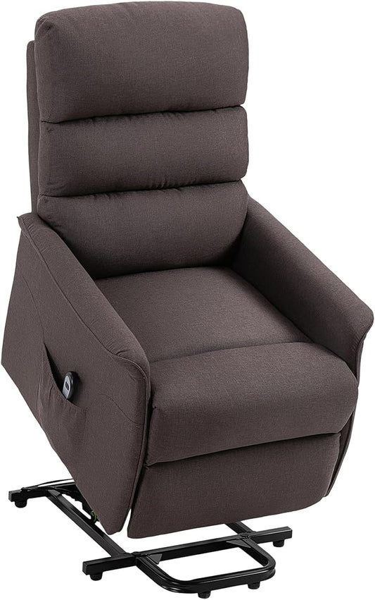 HOMCOM Power Lift Recliner Chair for Elderly Easy Assembly Fabric Lift Chair for Adults Recliner Sofa with Remote Control Side Pockets for Living Room Brown