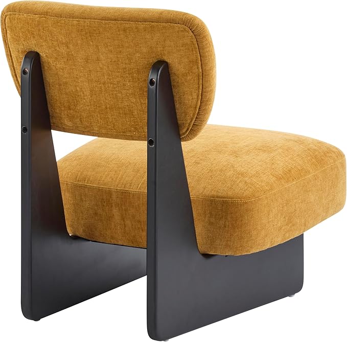 Set of Two Accent Chairs Chairs Living Room Set of 2 - Comfortable Accent Chair with Soft Upholstery Armless Chair with Wood Base for Small Spaces Living Room Bedroom (Black+Yellow)