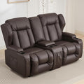 Loveseat Recliner SofaRV Wall Hugger Recliners for Small SpacesReclining Loveseat Sofa Recliner with Cup Holders/Lumbar PillowsRV Furniture (Brown Loveseat with Console)