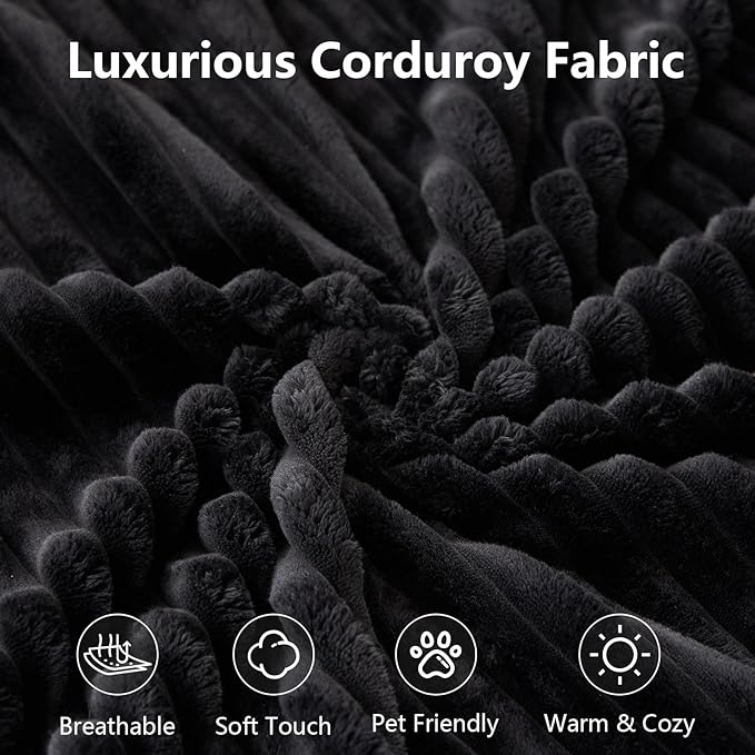 107 Modular Sectional Couches for Living Room Comfy Boneless L Shaped Cloud Couch with Chaise Lounge Modern Cozy Corduroy Deep Seat Floor Sofa Memory Foam No Assembly Required Black