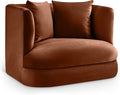Meridian Furniture 699Cognac-C Alder Collection Modern | Contemporary Chair with Ultra Luxe Cognac Velvet 460 GSM Velvet Solid Wood Frame 38 W x 36 D x 30 H Cognac