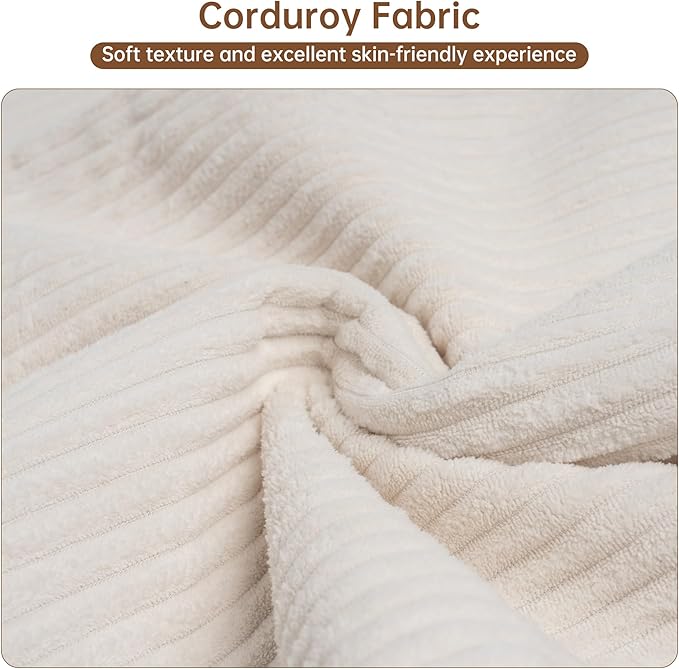 Sofa Bed 80'' L Shape Corduroy Sleeper Sofa Couch with Pullout Bed and Storage Chaise for Living Room Apartment and Sunroom Beige