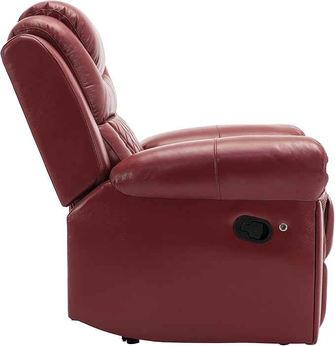ERYE Manual Recliner Chair with LED Light Strip for Living Room Bedroom Manual Reclining Home Theater Seating Armchair Faux Leather Tufted