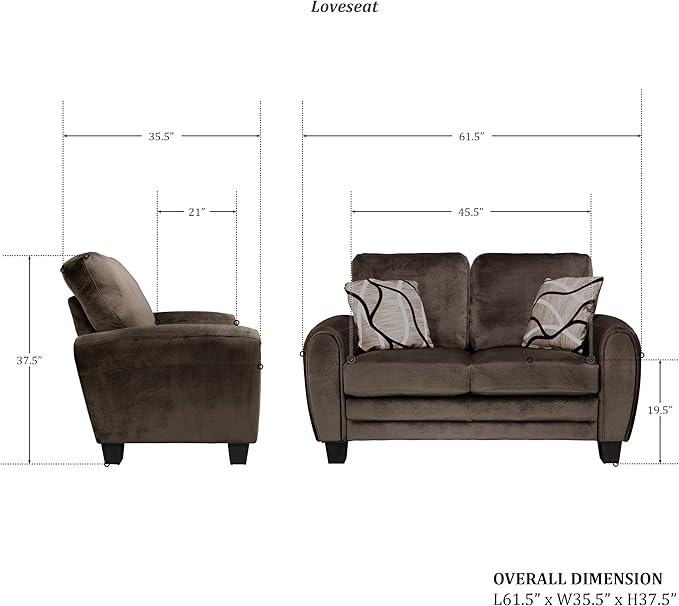 Homelegance Rubin 63 Plush Fabric Loveseat Chocolate