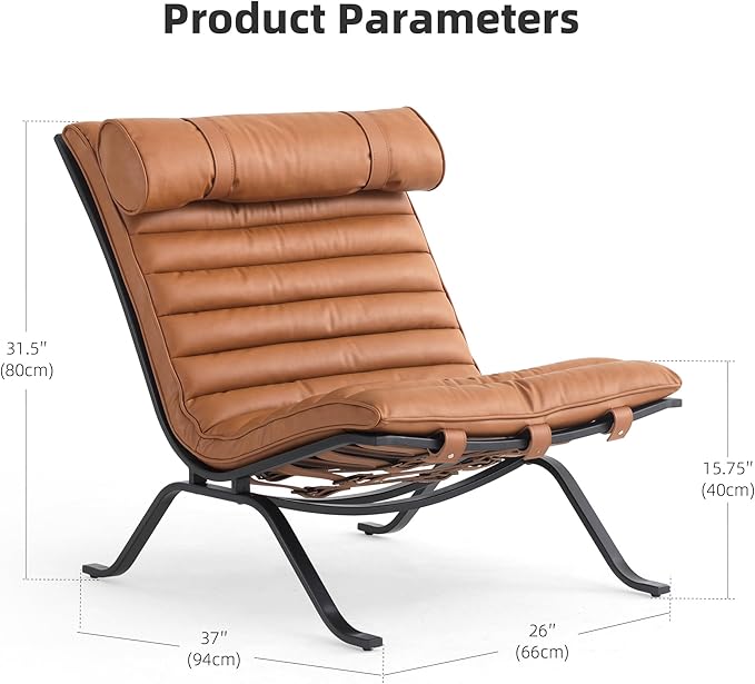 Leather Upholstered Armless Chair Modern Design Luxury Lounge Chair (Brown)