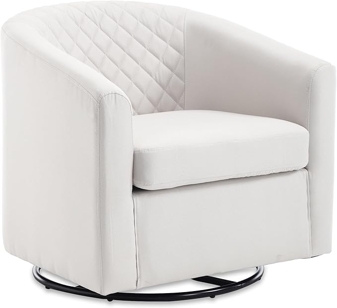 Modern Swivel Rocker Accent Chair Armchair Round Swivel Barrel Chair 360° Rotating and Glide Back and Forth Linen Beige