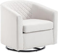 Modern Swivel Rocker Accent Chair Armchair Round Swivel Barrel Chair 360° Rotating and Glide Back and Forth Linen Beige