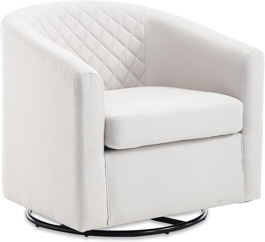 Modern Swivel Rocker Accent Chair Armchair Round Swivel Barrel Chair 360° Rotating and Glide Back and Forth Linen Beige