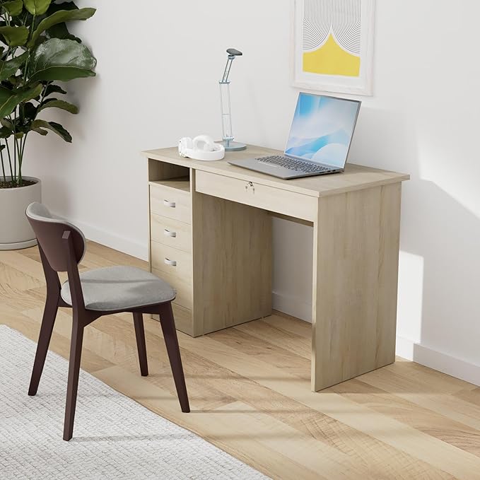 Tvilum Walden Desk with 5 Drawers Oak Structure
