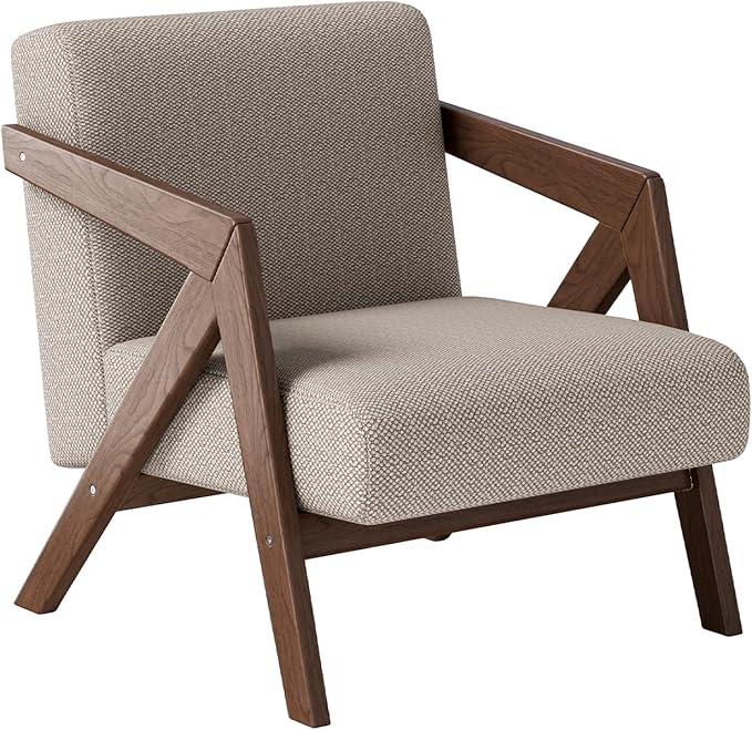 Accent Chair Living Room Chairs Mid Century Modern Armchair with Solid Wood Legs Relaxing Armchair with Solid Wood Frame &amp Soft Cushion for Living Room Office Bedroom Study
