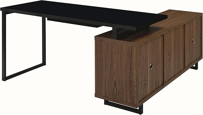 L-Shape Computer Gaming Desk Home Office Corner Desks Bedroom Craft Study Table Work Desks with StorageWalnut