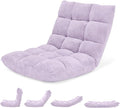 Giantex Floor Chair with Back Support 14 Adjustable Position Padded Sleeper Bed Couch Recliner Folding Gaming Floor Chairs for Adults Living Room Bedroom Yoga Meditation Light Purple