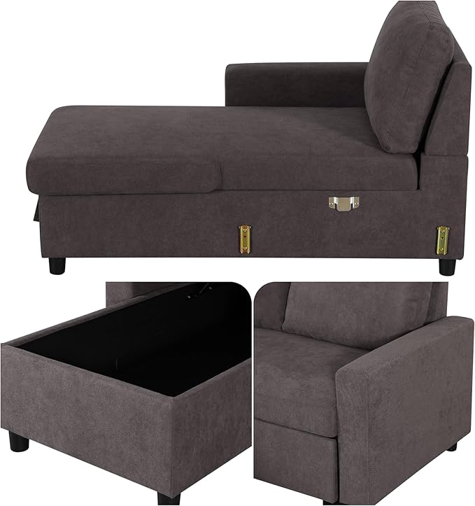 FONTOI 83 Inch L Shaped Sectional Couch with Pull Out Bed 3-Seat Sleeper Sofa with Chaise Convertible Sofa Bed for Living Room Apartment Gray