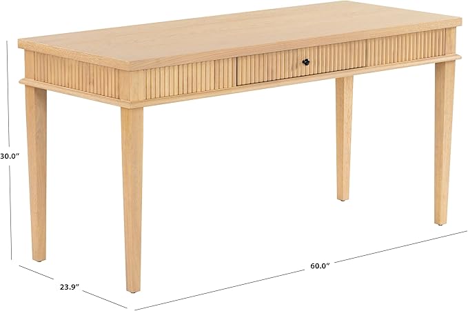 SAFAVIEH Couture Collection Shelbie Oak Brown &amp Black 1-Drawer Reeded Computer Table Office Writing Desk
