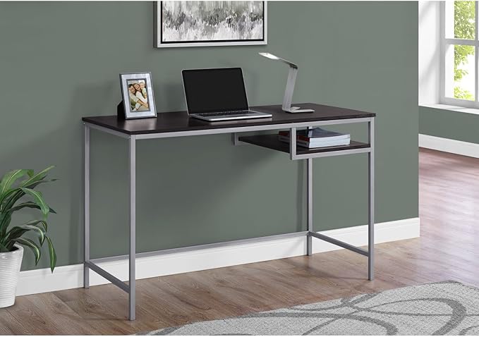 Computer Desk Modern Home Office Laptop Workstation 48 L Compact Brown Laminate Grey Metal