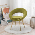 Olive Green Velvet Modern Accent/Conversation Lounge Chair with Gold Plated Legs Unique AppearanceSuitable for Office Lounge Living Room