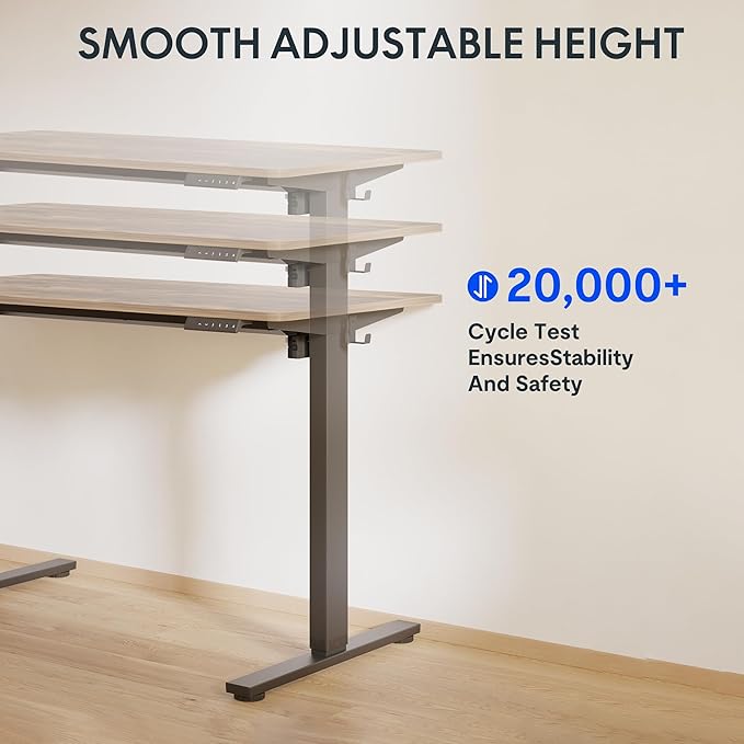 FLEXISPOT One-Piece Electric Standing Desk 55 x 28 Inches Adjustable Desk with Seamless Desktop Memory Controller Height Adjustment (Black Frame + Rustic Brown Desktop 2 Packages)