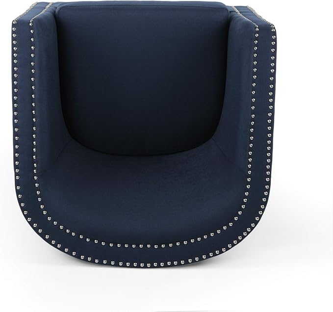 Christopher Knight Home Octavia Contemporary Fabric Swivel Chair Blue Black 31.25D x 30.25W x 31.25H in