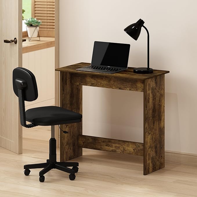 Furinno Simplistic Small Desk 31.3 Wide Gaming Desk Rectangular Computer Desk with Rounded Edges Office Desk for Home Office Bedroom Study Room Dorm Amber Pine