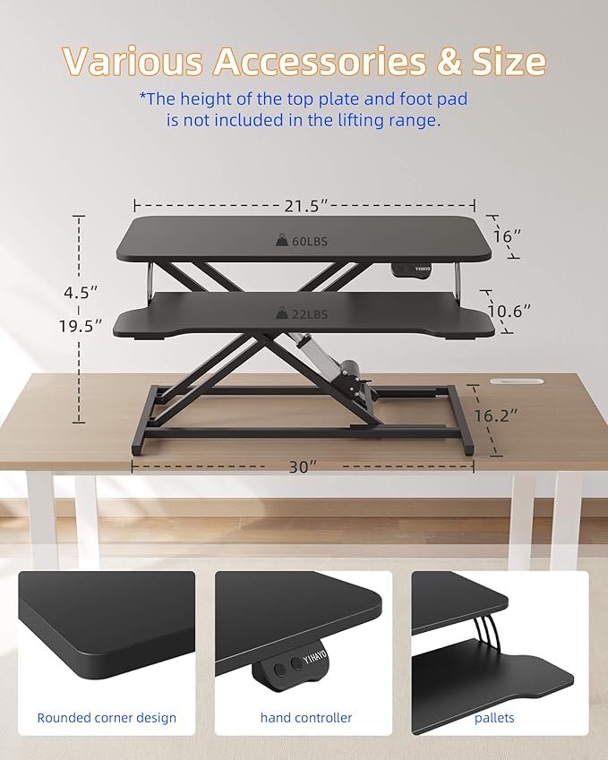 YIHAYO Electric Standing Desk Converter 32 inch Sit to Stand Up Height Adjustable Desk Riser Quick Sit to Stand Tabletop Dual Monitor Riser Workstation for Home Office with Keyboard Tray Black
