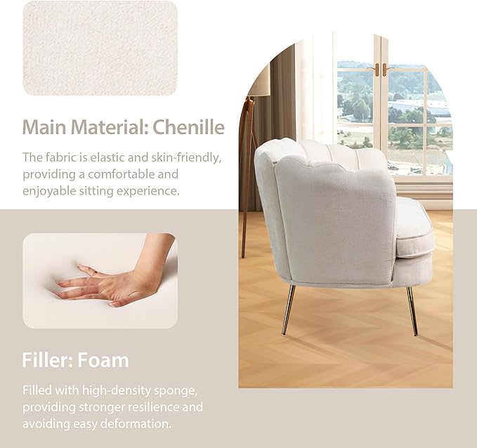 Aoiy &amp Wifon 59 W Comfy Small Loveseat for Small Spaces Upholstered 2-Seat Settee Loveseat with Metal Legs Chenille Beige