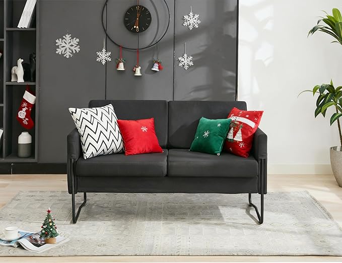 STHOUYN 51” Small Loveseat Sofa for Small Spaces Comfy Black Couch with 2 USB Ports Modern 2 Person Loveseats for Living Room Bedroom Mini Teen Office Couch (Black)