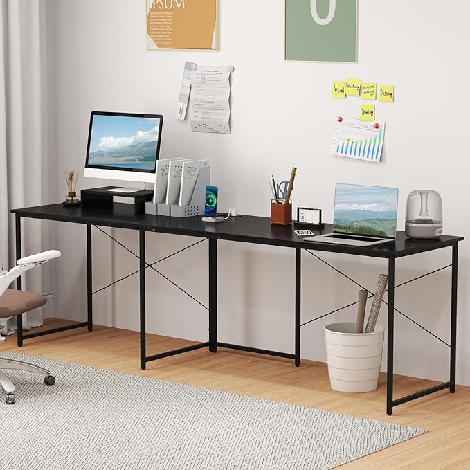 Giantex L Shaped Computer Desk 59 Inch Reversible Corner Desk with Power Outlet and USB Ports &amp Monitor Stand Wooden Writing Desk Gaming Table for Home Office Room Small Space (Black)