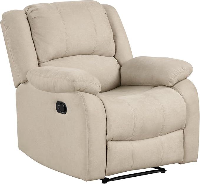 Lexicon Manual Recliner Sofa Chair Home Theater Seating Wall Hugger Manual Reclining Nursery Chair for Bedroom/Living Room/Office/Apartment Oatmeal Textured Fabric