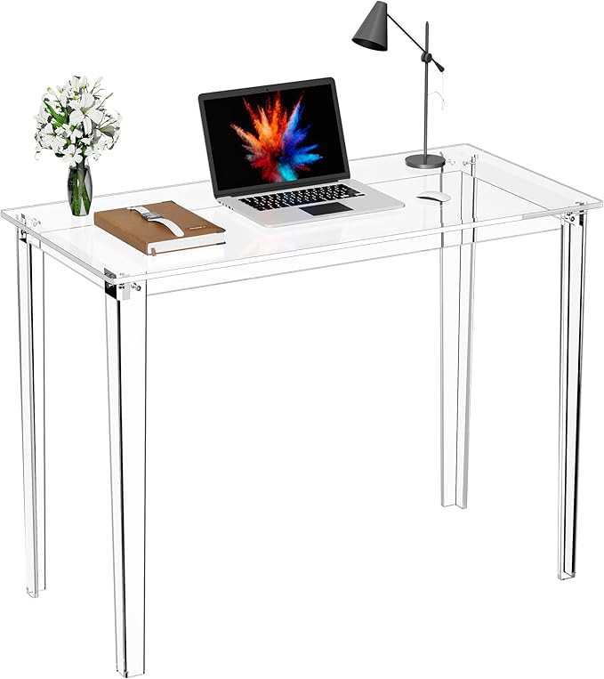 Acrylic Desk Clear Modern Writing Table for Home Office (Clear Nomal)