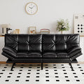 Futon Sofa Bed Convertible Couch Black Faux Leather Sofa Bed with Memory Foam Adjustable Backrest &amp Armrests Multifunctional Small Loveseat Sleeper Sofa for Living Room Apartment Office