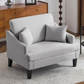 Bezseller 41 Oversized Accent Chair Comfy Living Room Chair with 2 Pillows Upholstered Mid Century Modern Armchair with Deep Seat Reading Chair for Bedroom Apartment Office Light Grey