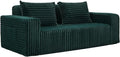 Boneless Couch Sofa 2-Seater Foam Sofa Love Seat Furry with 2 Pillows &amp 2 Side Pockets for Living Room (Green)