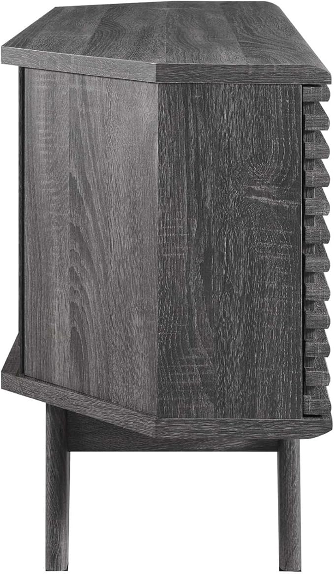 Modway Render Mid-Century Modern Low Profile 46 Corner Media TV Stand in Charcoal