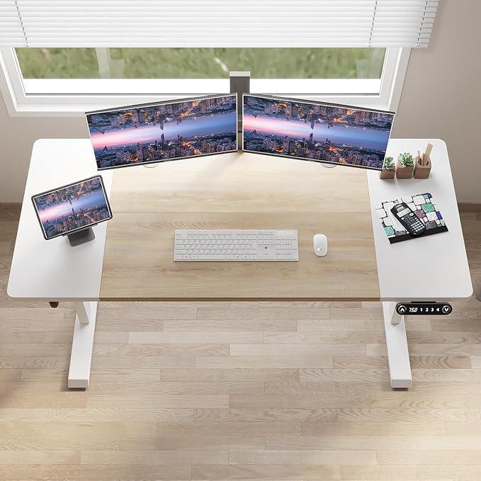 63 Inch Electric Standing Desk Height Adjustable Sit Stand Desk with Memory Control and Spacious Desktop for Home Office
