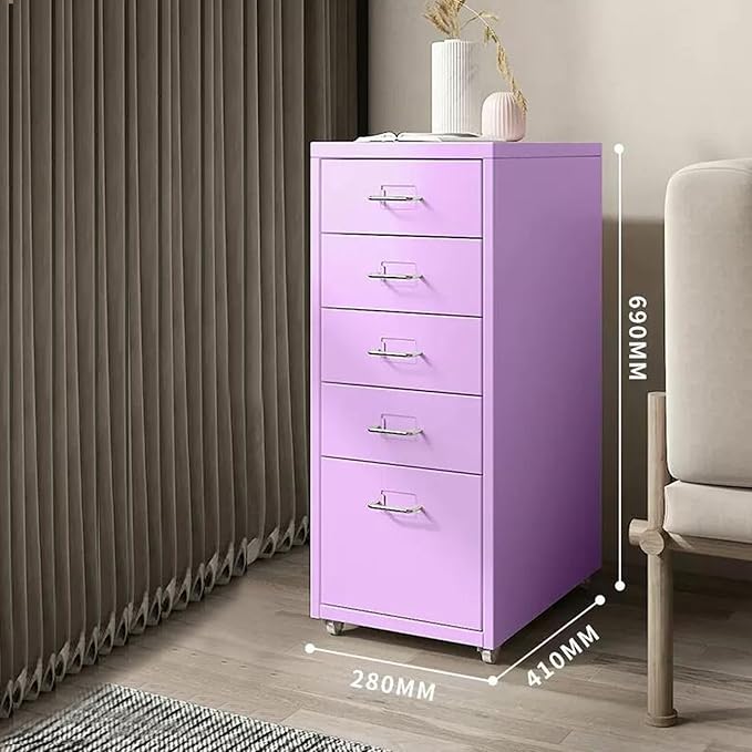 File Cabinet Multilayer Tin Cabinet Household Storage Narrow Storage Cabinet File Cabinet Office Drawer Cabinet (Color : Light Purple)
