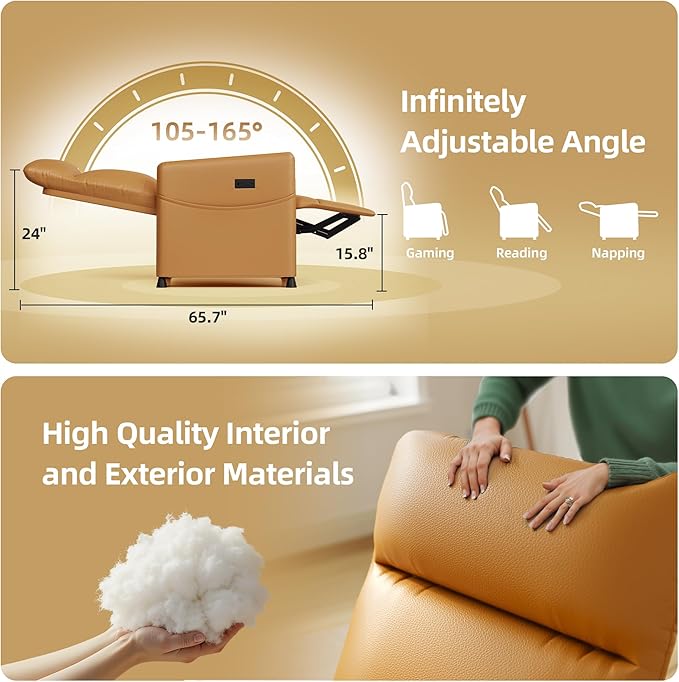Power Swivel Recliner Chairs Leather Electric Glider Rocking Chair for Adults with Footrest &amp Backrest Nursery Recliner Chairs for Small Spaces Living Room (Brown)