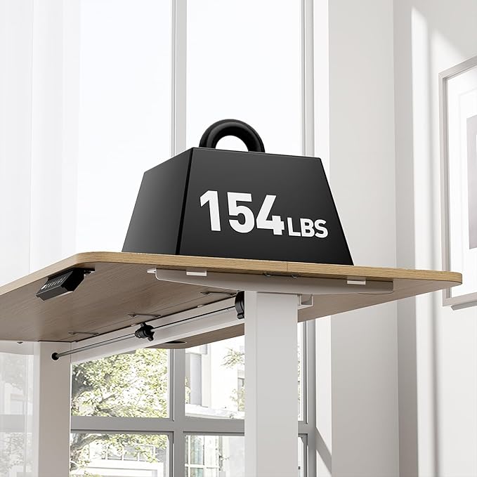Large Electric Standing Desk 63 x 24 Inches Height Adjustable Sit Stand Computer Desk Home Office with Memory Presets (Spliced DesktopOak)