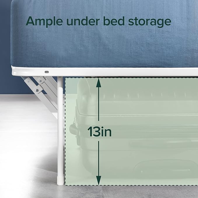 Zinus SmartBase Tool-Free Assembly Mattress Foundation 14 Inch Metal Platform Bed Frame No Box Spring Needed Sturdy Steel Frame Underbed Storage White King