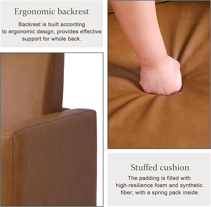 Swivel Barrel Accent Chair Mid Century Modern Arm Chair for Living Room Bedroom Comfy Club Reading Lounge Sofa Corner Chairs for Adults (Leather Brown Set of 1)