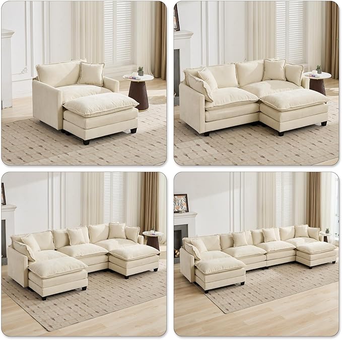 Sofa Ottoman Footrest Stylish Sofa Footstool Modern Upholstered Ottoman for Living RoomBedroom and ApartmentBeige
