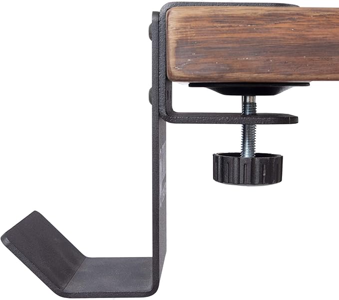 Stand Up Desk Store Clamp-On Under Desk Headphone Hanger Backpack Hook and Purse Holder - Black