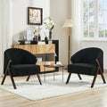 TrailBlaze Comfortable Mid-Century Modern Accent Chair for Living Room – Upholstered Reading Armchair with Sturdy Wood Frame Soft Fur Fabric Easy Assembly – Deep Walnut Feet | Soft Fur | Black
