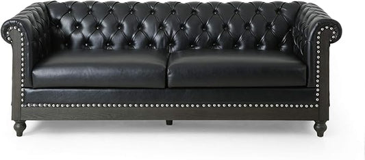 Christopher Knight Home Castalia Sofas Midnight Black + Dark Brown