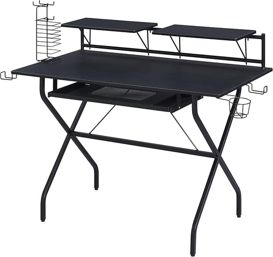 Home Office Desk Black Computer Desk with Keyboard Tray