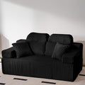 69'' Loveseat Couch with High Backrest Small Modular Sectional Sofa Cloud Corduroy Boneless Couches for Living Room(Black)