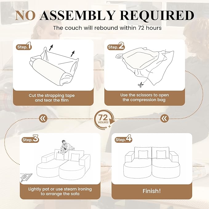 Modular Sectional Sofa BedConvertible Cloud Couches for Living Room2 Chaise Corduroy Boneless Couch Sleeper Sofa SetOversized Chaise Lounge Chair for BedroomNo Assembly RequiredBlue 1PCS